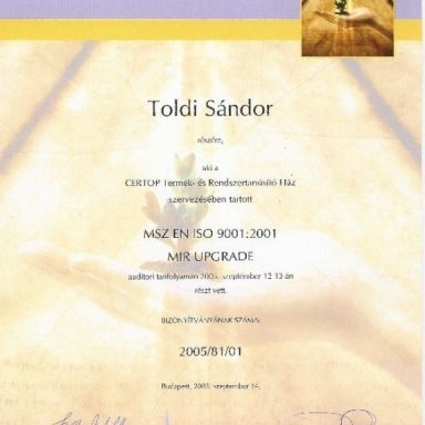 Oklevelek - Toldi Sándor